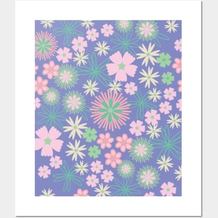 SECRET GARDEN Floral Botanical Cottage Garden Flowers in Pastel Purple Pink White Green - UnBlink Studio by Jackie Tahara Posters and Art